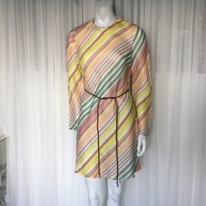 Zimmermann Multicolor Diagonal Stripe Long-Sleeve Mini Dress Size 2